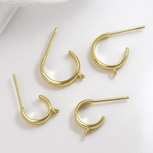 Brass Earring Stud Component, plated, DIY golden [