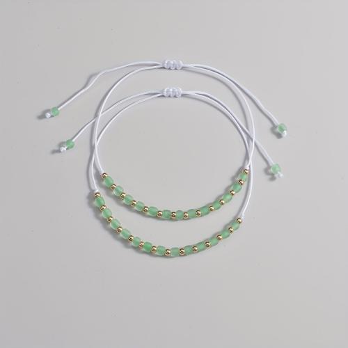 Glass Seed Beads Bracelets, Seedbead, with Nylon Cord, handmade, 2 pieces & Unisex & luminated cm 