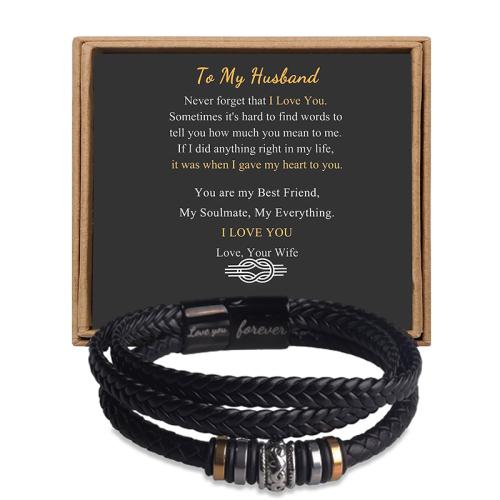 PU Leather Cord Bracelets, 304 Stainless Steel, with leather cord & for man, black cm 