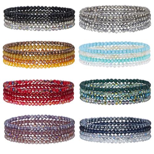 Bracelets de cristal, fait à la main, 4 pièces & Style bohème & pour femme, plus de couleurs à choisir cm, Vendu par fixé