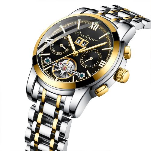 Bracelets de montre pour hommes, Acier inoxydable 304, avec cuir PU & verre & alliage de zinc, Rond, Résistant à l’eau de vie & mouvement chinoise & lumineux, plus de couleurs à choisir Vendu par PC