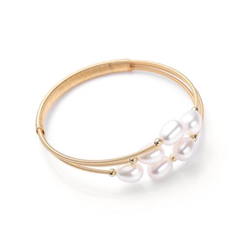 Cultured Freshwater Pearl Brass Bracelet, with Freshwater Pearl, fashion jewelry & for woman Approx 17 cm 