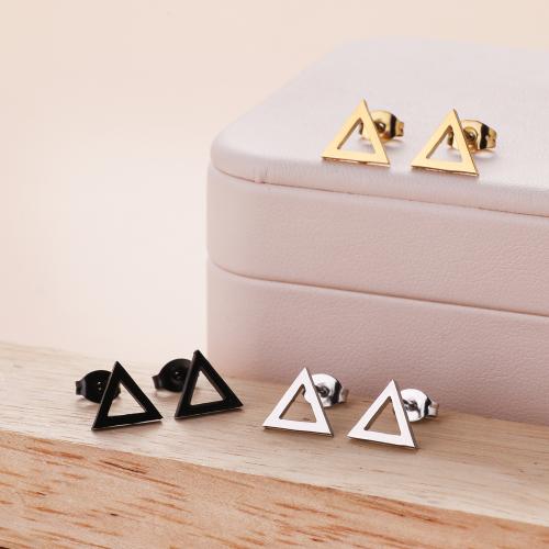 Stainless Steel Stud Earring, 304 Stainless Steel, Triangle, Vacuum Ion Plating, fashion jewelry & for woman & hollow 