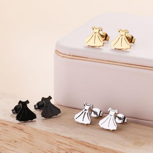 Stainless Steel Stud Earring, 304 Stainless Steel, Skirt, Vacuum Ion Plating, fashion jewelry & for woman 