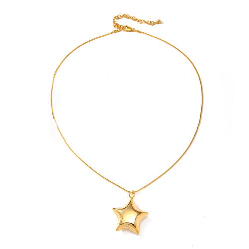 Brass Jewelry Necklace, with 7cm extender chain, Star, fashion jewelry & for woman Approx 45 cm 