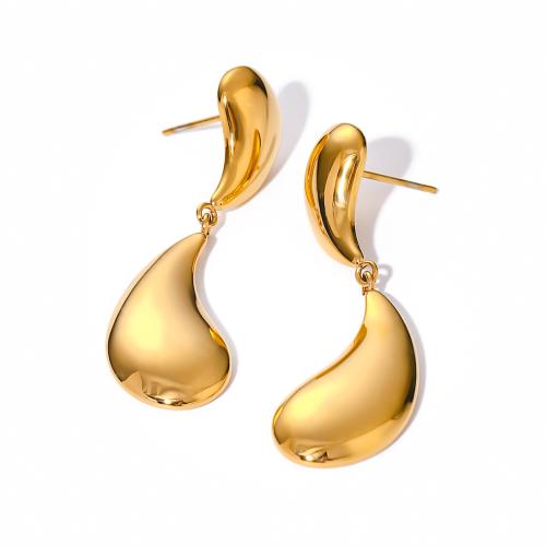 Stainless Steel Drop Earring, 304 Stainless Steel, 18K gold plated, fashion jewelry & for woman, golden, 44.7mm 