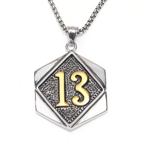 Stainless Steel Jewelry Necklace, 304 Stainless Steel, Hexagon, Vacuum Ion Plating, fashion jewelry & for man 