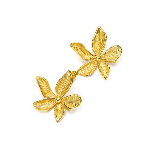 Stainless Steel Stud Earring, 304 Stainless Steel, Flower, Vacuum Ion Plating, fashion jewelry & for woman, golden 