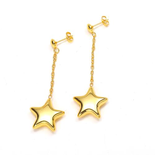 Stainless Steel Drop Earring, 304 Stainless Steel, Star, Vacuum Ion Plating, fashion jewelry & for woman, golden 