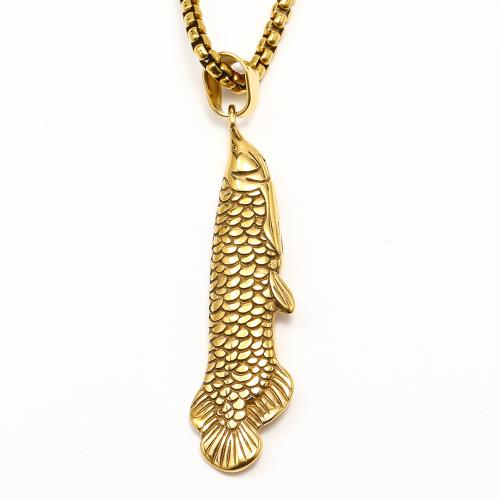 Edelstahl Schmuck Halskette, 304 Edelstahl, Fisch, Vakuum-Ionen-Beschichtung, Modeschmuck & unisex & verschiedene Stile für Wahl, keine, verkauft von PC