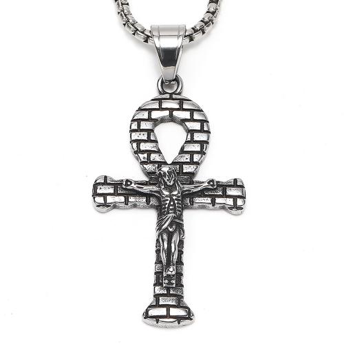 Stainless Steel Jewelry Necklace, 304 Stainless Steel, Cross, fashion jewelry & for man 