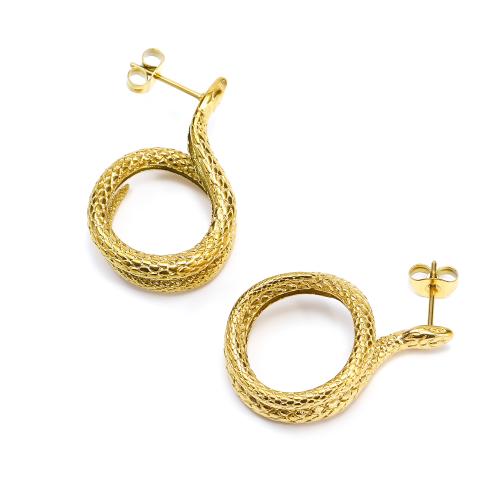 Stainless Steel Stud Earring, 304 Stainless Steel, Snake, Vacuum Ion Plating, fashion jewelry & for woman, golden 