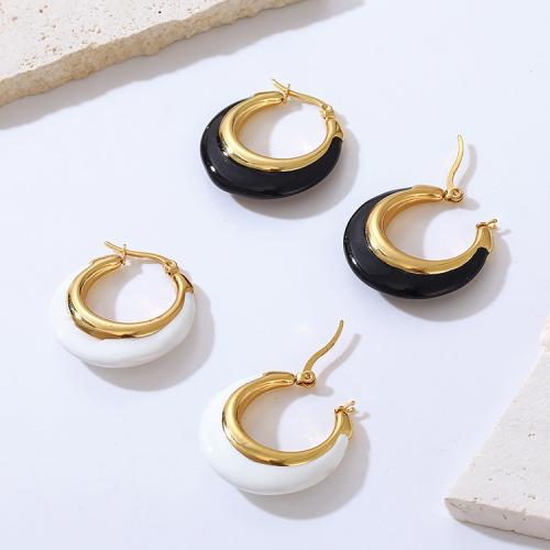 Stainless Steel Leverback Earring, 304 Stainless Steel, Round, plated, for woman & enamel [