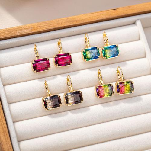 Boucles d'oreilles en laiton zircon cubique, Placage, bijoux de mode & pavé de micro zircon, plus de couleurs à choisir Vendu par paire