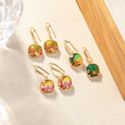 Boucles d'oreilles en laiton zircon cubique pavent, avec verre, Placage, bijoux de mode & pavé de micro zircon, plus de couleurs à choisir Vendu par paire