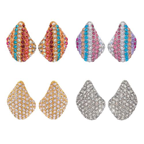 Stainless Steel Rhinestone Stud Earring, 304 Stainless Steel, Teardrop, plated, fashion jewelry & for woman & with rhinestone 