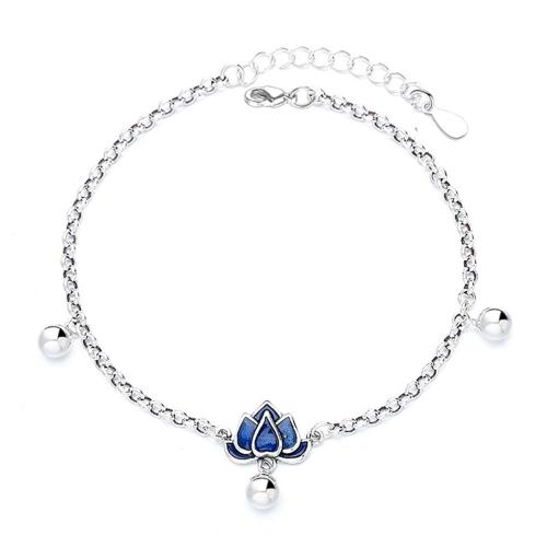 Enamel Brass Bracelets, with 4CM extender chain, plated, for woman, platinum color Approx 17 cm [