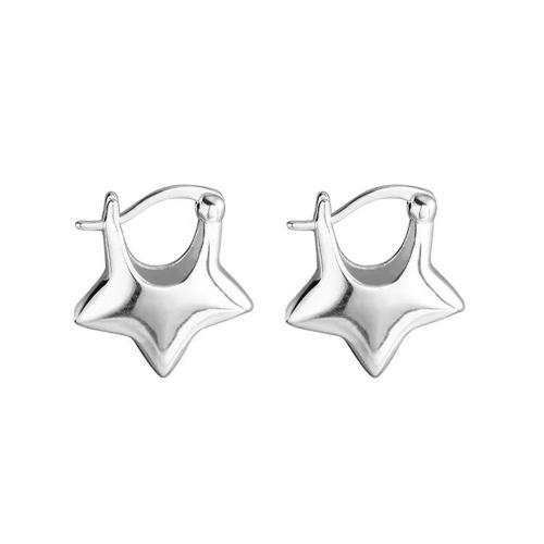 Brass Drop Earring, Star, plated, for woman, platinum color 