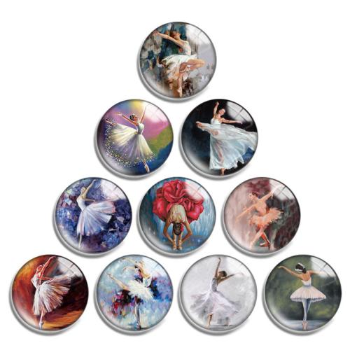 Decal Glass Cabochon, with Resin, Flat Round, DIY [