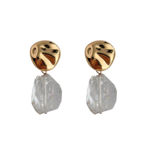 Gemstone Drop Earring, Zinc Alloy, with Natural Stone, fashion jewelry & for woman, white 