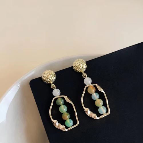 Agate Drop Earring, Zinc Alloy, with Agate, handmade, fashion jewelry & for woman 