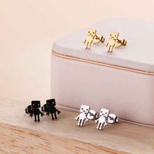 Stainless Steel Stud Earring, 304 Stainless Steel, Robot, Vacuum Ion Plating, fashion jewelry & for woman 