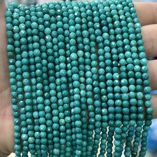 Natural Turquoise Beads, Round, fashion jewelry & DIY & faceted, green Approx 38 cm 