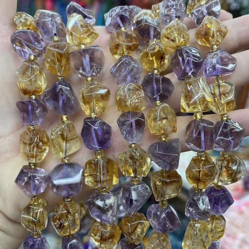 Mix Color Quartz Beads, Amethyst, with Citrine, Nuggets, fashion jewelry & DIY, mixed colors, Length about 14-15mm Approx 38 cm 