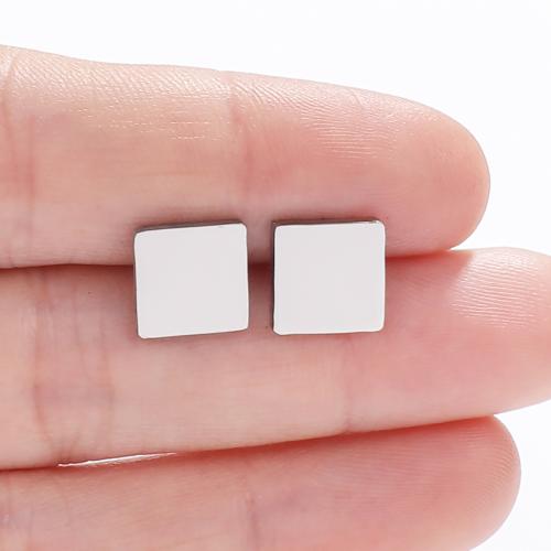 Stainless Steel Stud Earring, 304 Stainless Steel,  Square, Vacuum Ion Plating, fashion jewelry & for woman 
