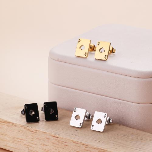 Stainless Steel Stud Earring, 304 Stainless Steel, Poker, Vacuum Ion Plating, fashion jewelry & for woman & hollow 