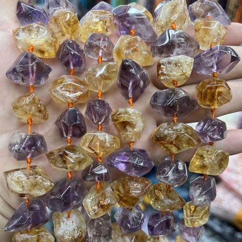 Mix Color Quartz Beads, Amethyst, with Citrine, Nuggets, fashion jewelry & DIY, mixed colors, Length about 12-22mm Approx 38 cm 