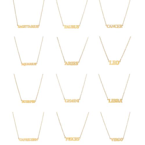 Stainless Steel Jewelry Necklace, 304 Stainless Steel, with 5cm extender chain, Vacuum Ion Plating, fashion jewelry & Zodiac symbols jewelry & Unisex Approx 45 cm 