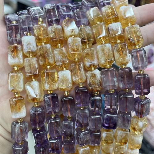 Mix Color Quartz Beads, Amethyst, with Citrine, Rectangle, fashion jewelry & DIY, mixed colors, Length about 10-15mm Approx 38 cm 