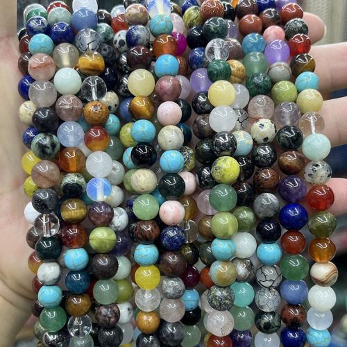 Gemischte Edelstein Perlen, rund, Modeschmuck & DIY & verschiedene Größen vorhanden, gemischte Farben, Länge:ca. 38 cm, verkauft von Strang