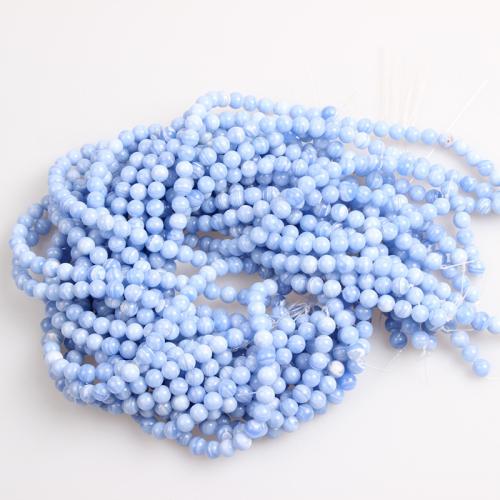 Einzelne Edelstein Perlen, rund, Modeschmuck & DIY & verschiedene Größen vorhanden, blau, Länge:ca. 38 cm, verkauft von Strang
