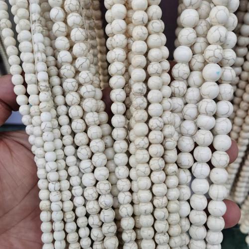 Single Gemstone Beads, Howlite, Round, fashion jewelry & DIY white Approx 38 cm 
