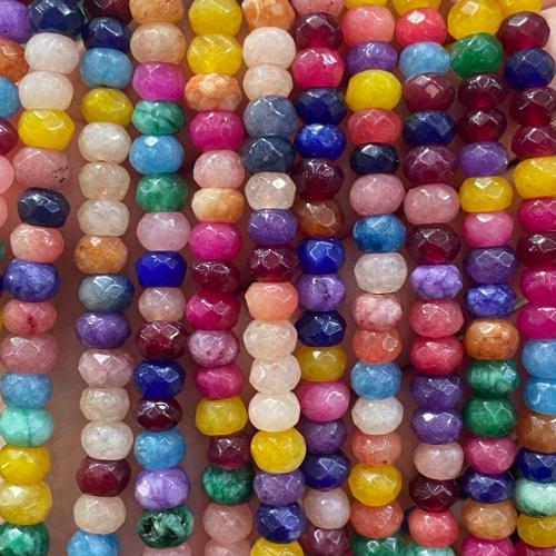 Gemischte Edelstein Perlen, Abakus,Rechenbrett, Modeschmuck & DIY & facettierte, gemischte Farben, 4x6mm, ca. 90PCs/Strang, verkauft von Strang[