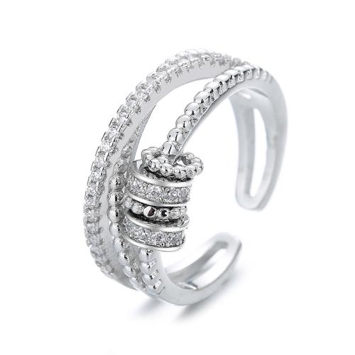 Zircon pavent l'anneau en laiton de doigt, bijoux de mode & pavé de micro zircon & pour femme, plus de couleurs à choisir Vendu par PC