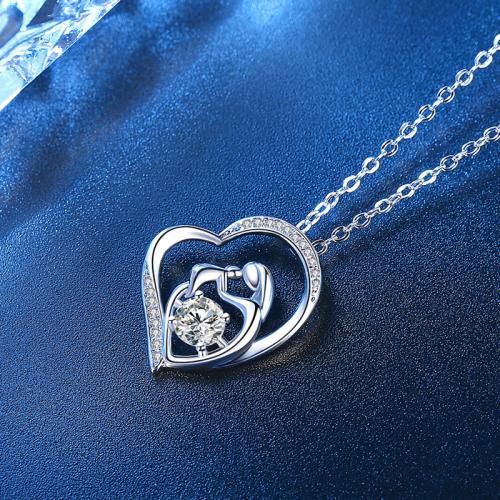 Cubic Zircon Micro Pave Brass Necklace, Heart, fashion jewelry & micro pave cubic zirconia & for woman Approx 45 cm 