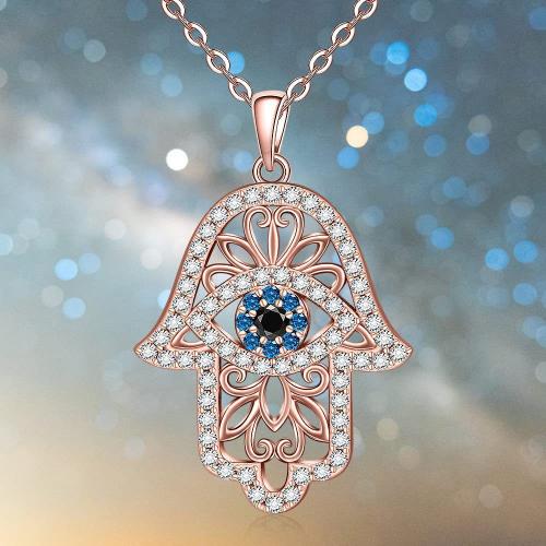 Evil Eye Jewelry Necklace, Brass, Hand, fashion jewelry & micro pave cubic zirconia & for woman Approx 45 cm [