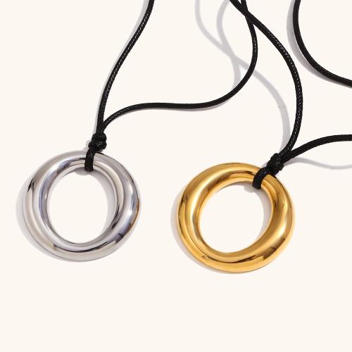 Stainless Steel Jewelry Necklace, 304 Stainless Steel, with Wax Cord, with 5cm extender chain, Vacuum Ion Plating, fashion jewelry & for woman 40.3mm Approx 40 cm 