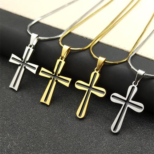 Stainless Steel Jewelry Necklace, 304 Stainless Steel, Cross, Unisex & enamel Approx 55 cm 