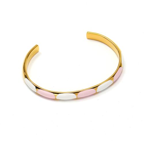 Stainless Steel Cuff Bangle, 304 Stainless Steel, Vacuum Ion Plating, fashion jewelry & for woman & enamel 6mm, Inner Approx 59mm 