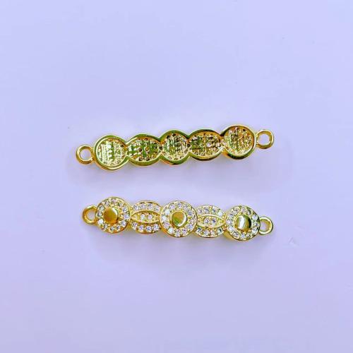 Cubic Zirconia Micro Pave Brass Connector, plated & micro pave cubic zirconia & 1/1 loop 