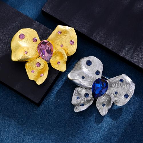 Kristallbrosche, Messing, mit Glas, Schmetterling, plattiert, für Frau & Emaille, keine, 60x55mm, verkauft von PC
