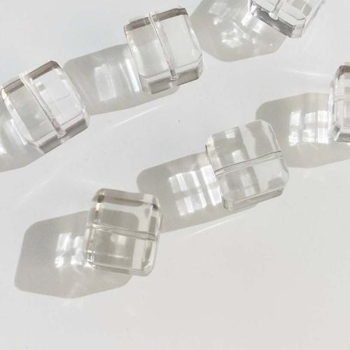 Natural Clear Quartz Beads, Square, DIY, white, 10mm [