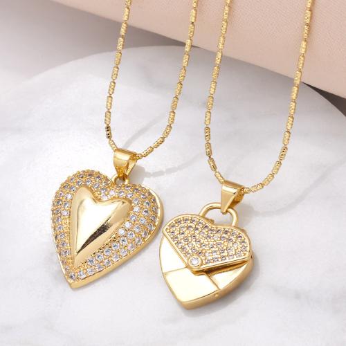 Cubic Zircon Micro Pave Brass Necklace, gold color plated, fashion jewelry & micro pave cubic zirconia, golden 
