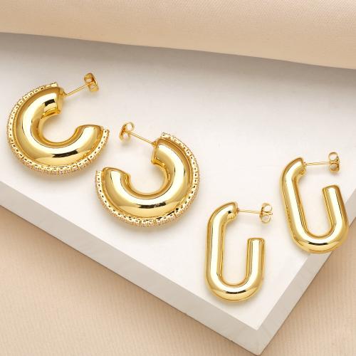 Cubic Zirconia Micro Pave Brass Earring, gold color plated, fashion jewelry & micro pave cubic zirconia, gold 