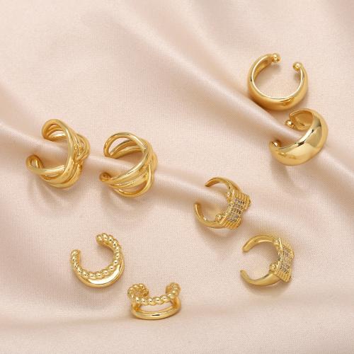 Boucles d'oreilles en laiton zircon cubique pavent, Placage, bijoux de mode & modèles différents pour le choix & pavé de micro zircon, doré, Vendu par paire
