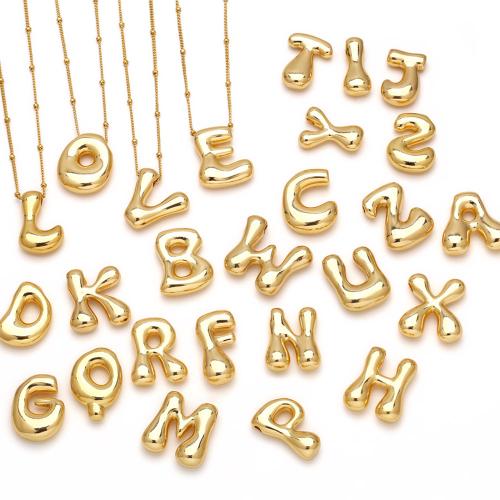 Ожерелье ручной латунные, Латунь, с 5cm наполнитель цепи, Алфавитное письмо, плакирован золотом, ювелирные изделия моды & различные модели для выбора, Золотой, длина:44 см, продается PC